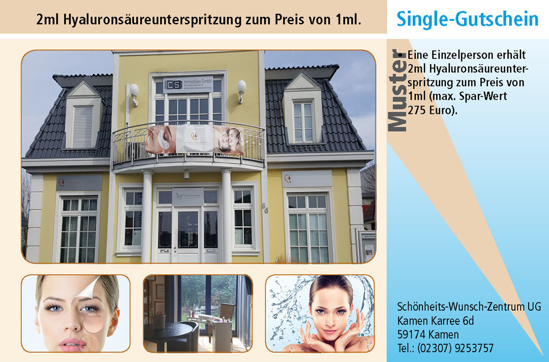 Gutschein Anti-Aging Faltenunterspritzung