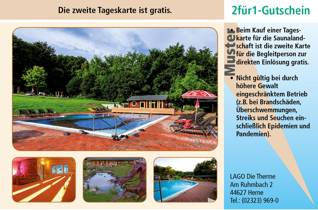 Sauna Gutschein LAGO Die Therme Herne Ruhrgebiet